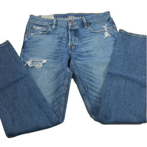 Men's Hollister Light Wash Ripped Distressed Skinny Denim Jeans 32 x 32